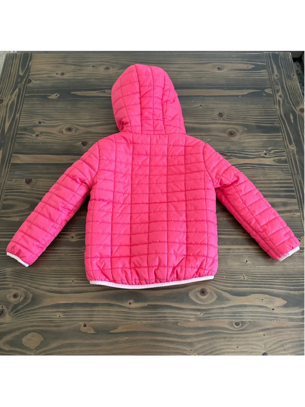 Cat & Jack Girls Puffer Jacket 4T Pink Fleece Lined Hooded Recycled Polyester